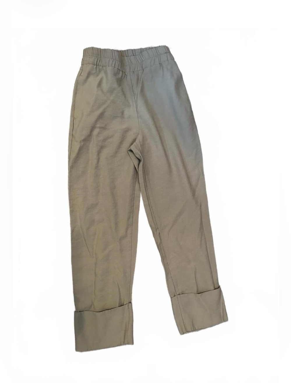 Zara Beige/Taupe Trousers with Cuffed Hem